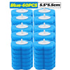A pack of 60 blue disposable toilet cleaning foam sponges measuring 5.5x5.5cm