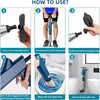Instructions for using a heavy-duty stainless steel toilet plunger, showing steps for preparation and use.