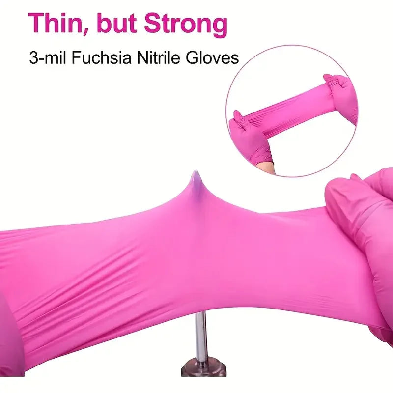 Fuchsia Nitrile Disposable Cleaning Gloves
