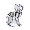A chrome No-Drill Adjustable Suction Cup shower head holder with a rotating mechanism.