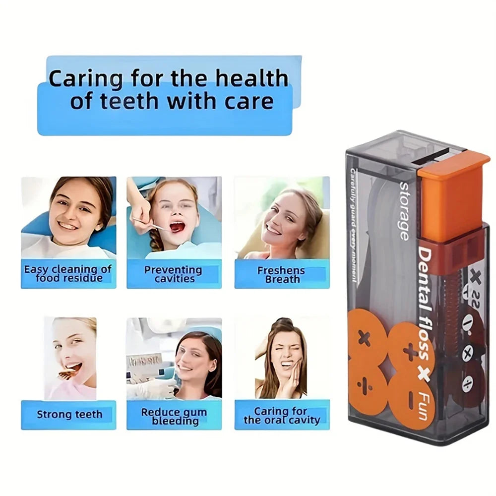Portable automatic floss storage dispenser with various care benefits for teeth and gums