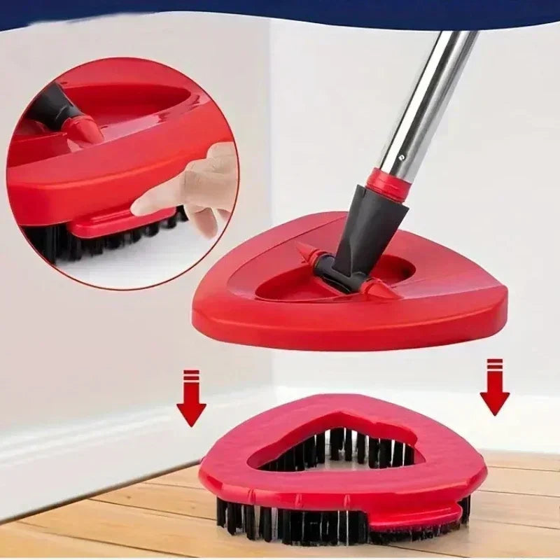 Rote Mikrofaser-Drehmoppkopf-Nachfüllung mit Griff und Reinigungspade.