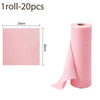 Roll of pink reusable microfiber cleaning cloths, 20cm long.
