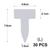 A gray T-shaped plant marker with dimensions 4.8cm wide, 7.8cm long, and a 2.1cm tip.