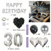 Bulk set of silver letter, round, and heart balloons for birthday parties