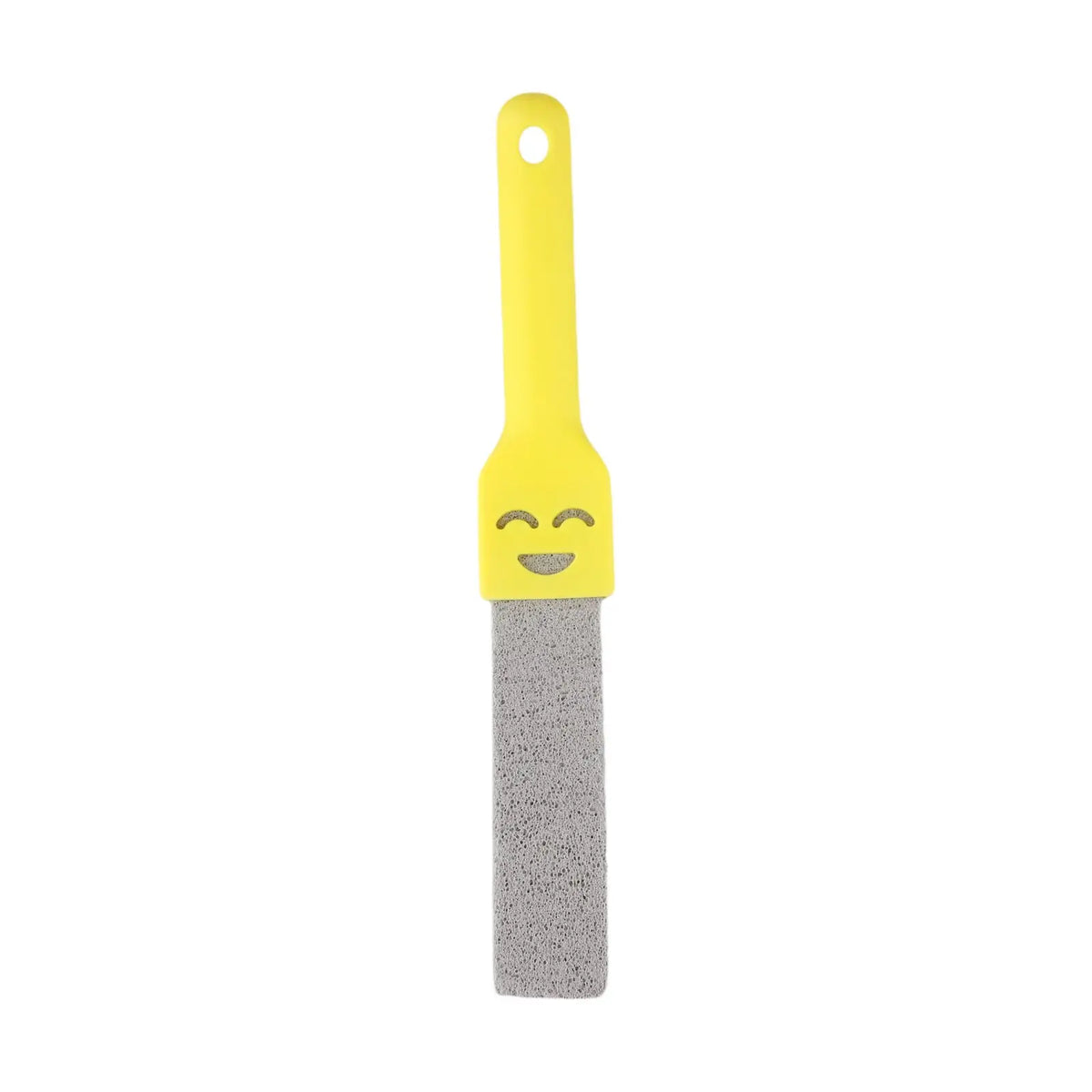Yellow natural pumice toilet cleaning brush with a handle
