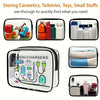 Clear zipper tote bag organizer for storing cosmetics, toiletries, toys, and small stuff.