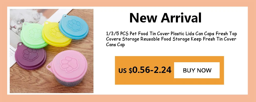 A collection of five colorful silicone pet food tin covers and lids for reusable food storage.