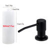 A white under-sink kitchen soap dispenser with a black pump top and measuring markings.
