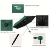 A folding umbrella featuring a waterproof and anti-UV coating, reinforced ribs, and a sturdy shaft.