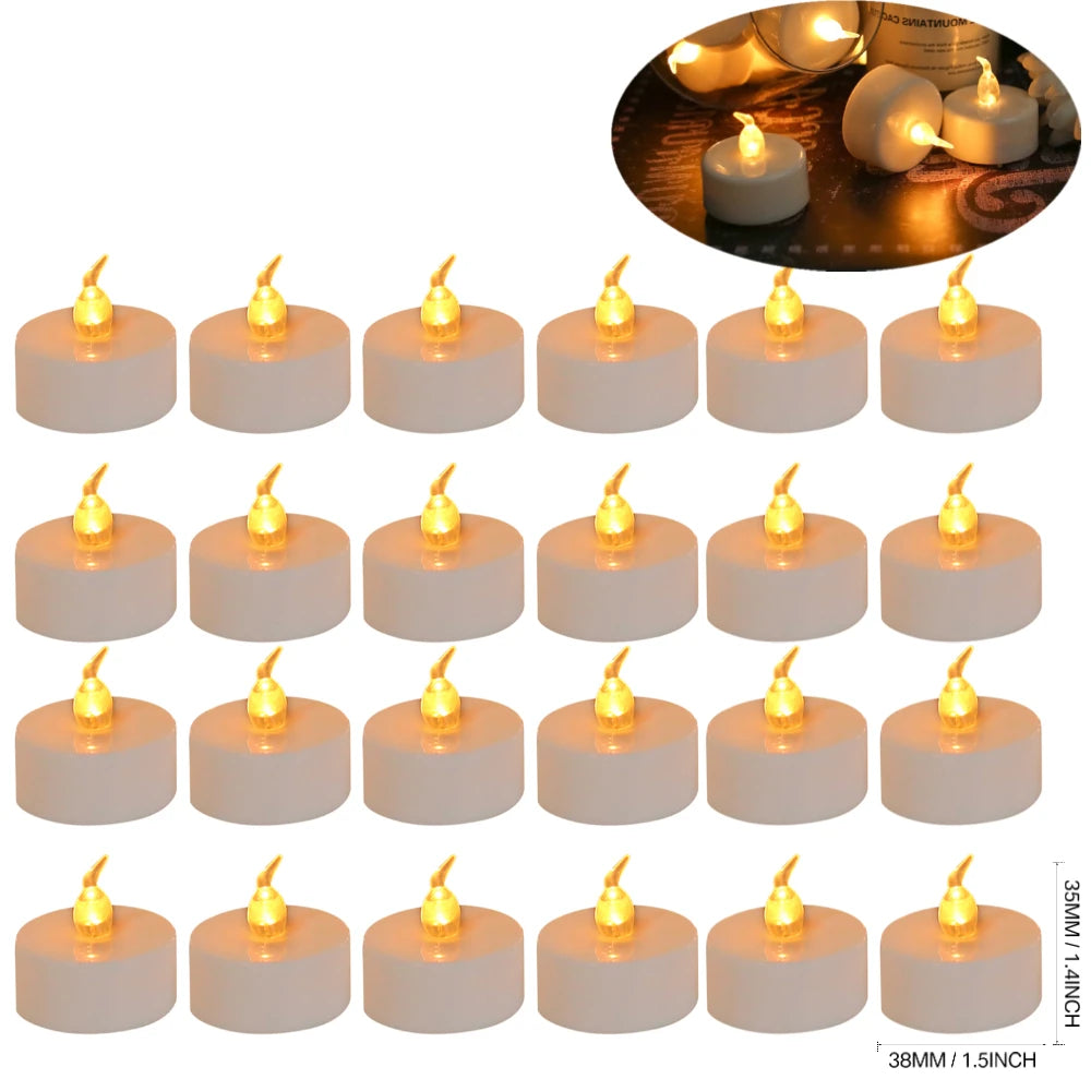 A set of romantic LED heart tea lights with artificial rose petals displayed on a dark surface.