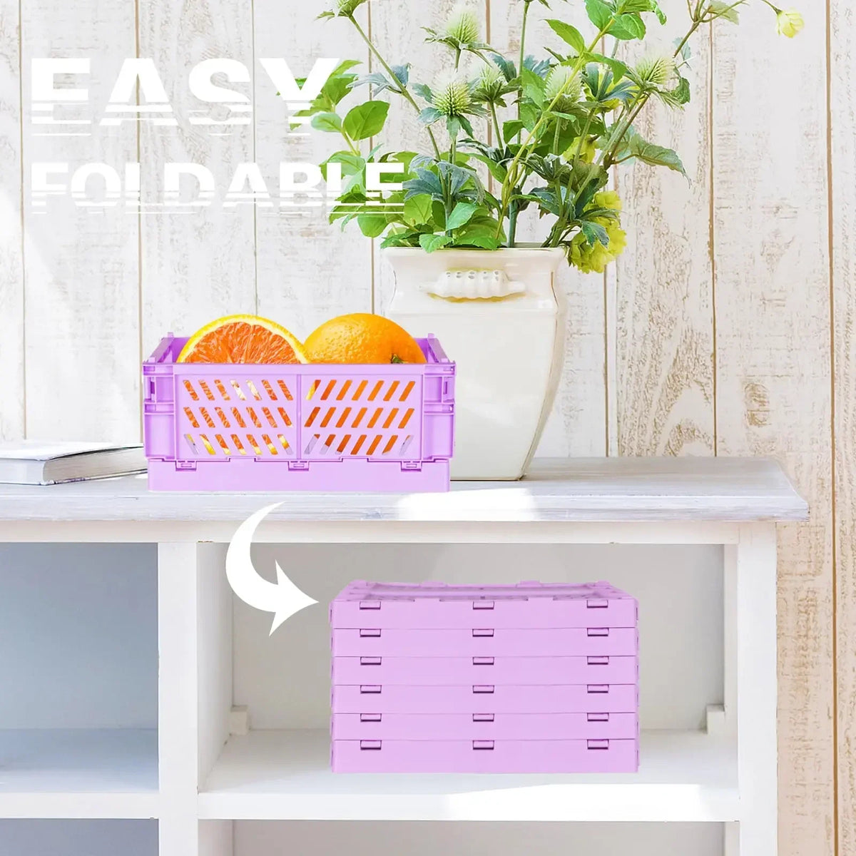 Foldable Plastic Storage Baskets (Set of 2)