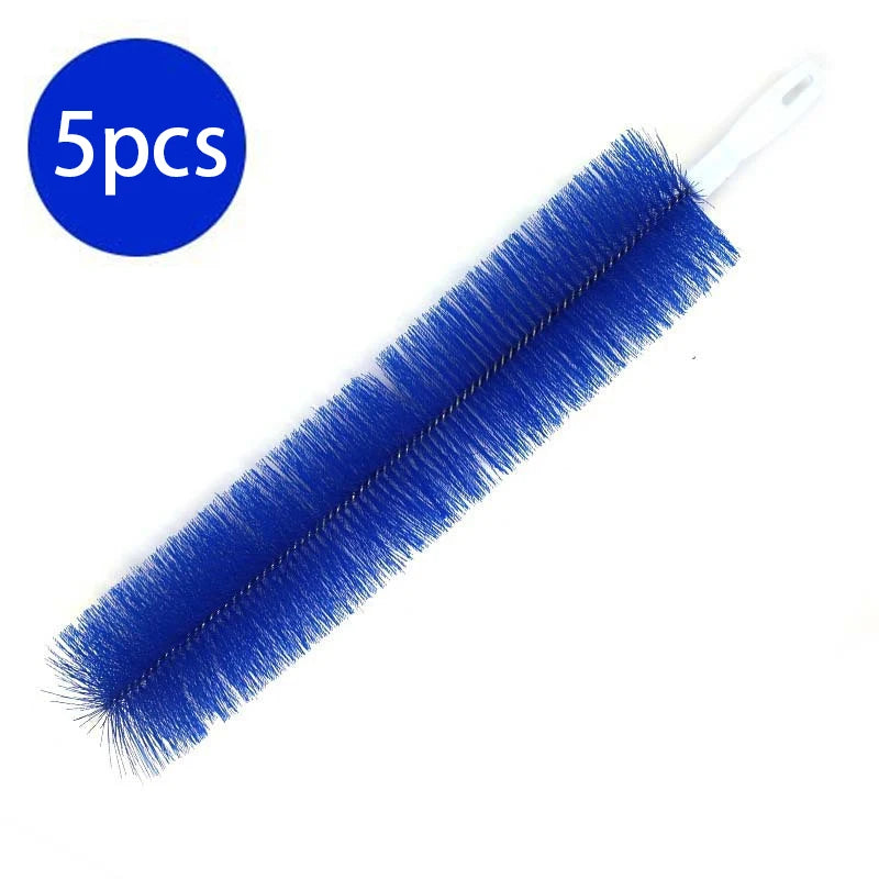 A blue bendable multi-purpose cleaning brush with a white handle.