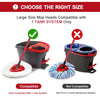 Large size mop heads compatible with a one-tank system, showing both compatible and non-compatible options.