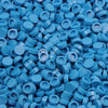 A pile of round blue building blocks used for DIY projects.