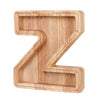 Piggy bank in the shape of a letter Z, made of wood, for savings