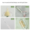 Four-in-one brush head design featuring nipple, straw, and bottle brushes for cleaning