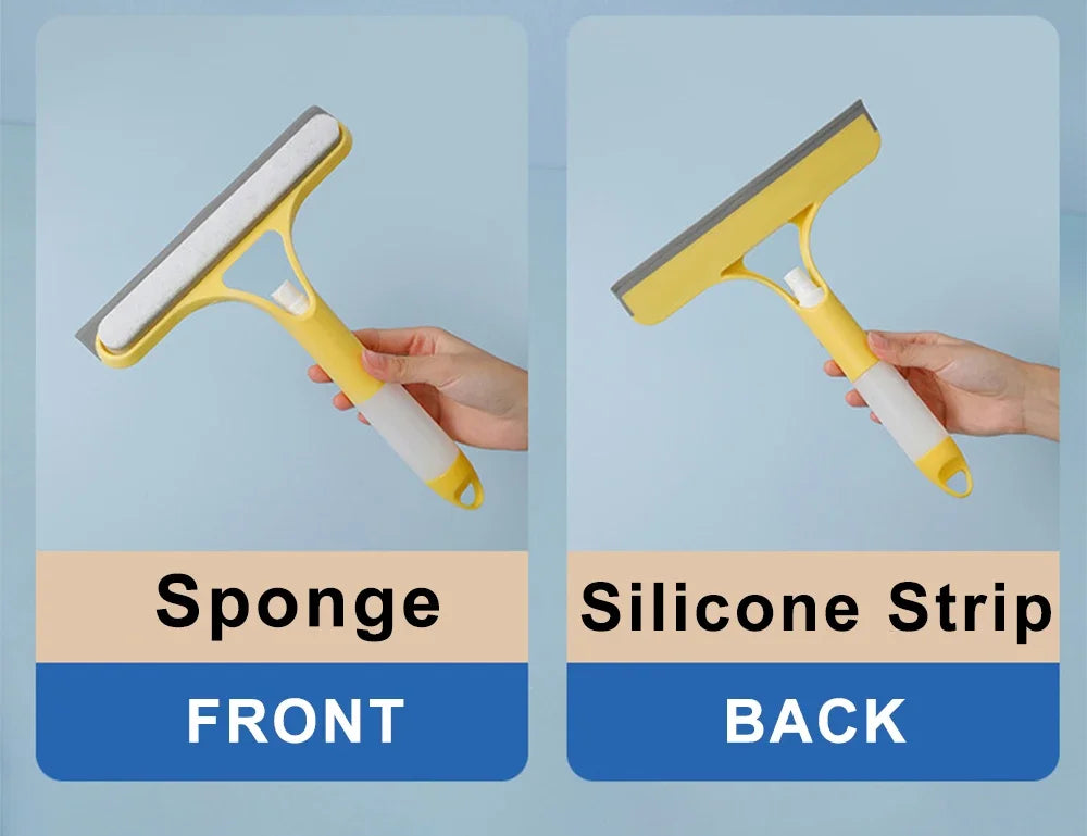 Squeegee-Set zum Reinigen von Glas und Fenstern mit Schwamm vorne und Silikonstreifen hinten