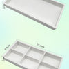 White dental autoclavable cabinet tray organizer with divided compartments shown from the side.
