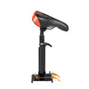 Black adjustable folding seat with an orange and black padded top for electric scooters
