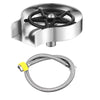 A stainless steel high-pressure faucet glass rinser with a flexible hose and yellow connector.