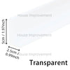 A transparent silicone shower threshold water barrier strip with various dimensions marked.