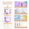 A set of multipurpose storage boxes for laundry pods, detergent, dryer balls, and sheets.