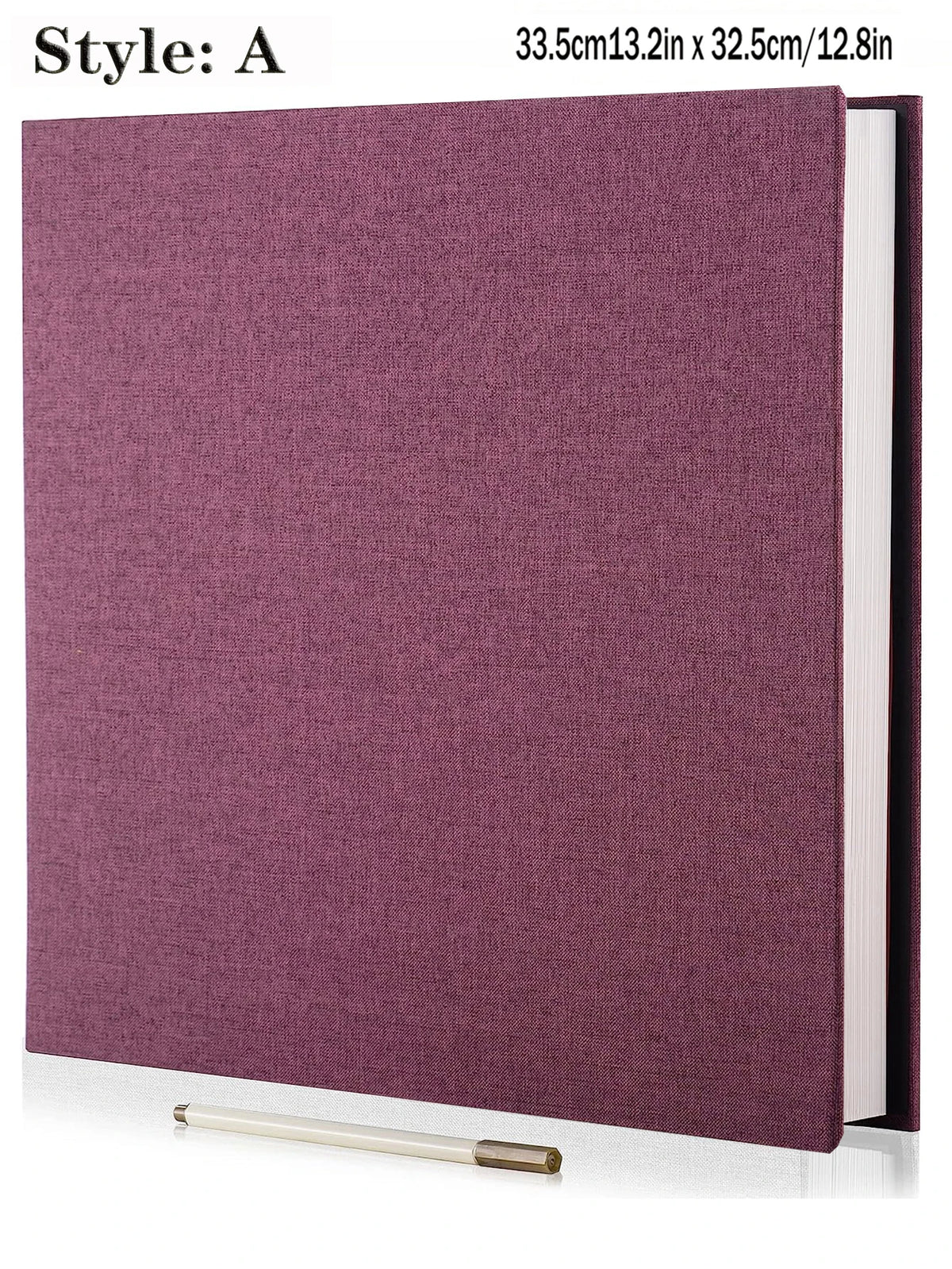 Maroon Leinen-Fotobuch mit Selbstklebefolie, sichtige weiße Seite