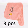 A pink soft absorbent hair towel featuring a citrus fruit design, sold as a 3 piece set.