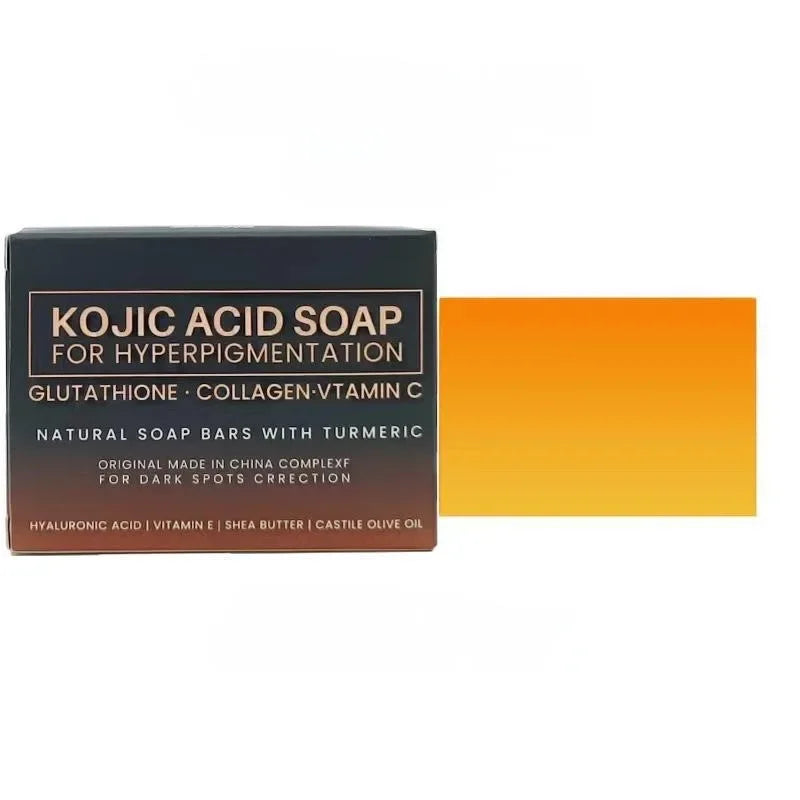 Boîte de savon à l'acide kojique pour l'hyperpigmentation contenant du glutathion, du collagène, de la vitamine C et de l'aci