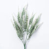 A sprig of artificial lavender flowers with silvery-green foliage and white blooms.