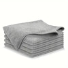 A stack of ten gray reusable microfiber cleaning cloths.