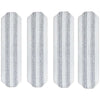 Four rolls of gray and white microfiber flat mop head refills for cleaning tools