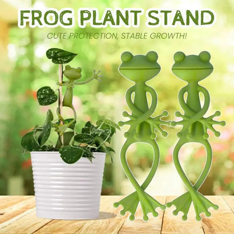 A green frog shaped plant stand with vines, used for cute plant protection and stable growth.