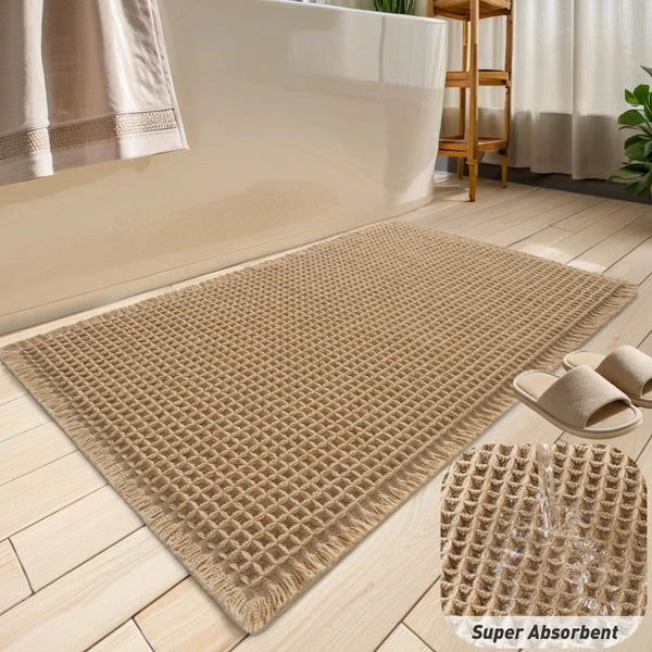 Waffle Bath Mat with Non-Slip Backing