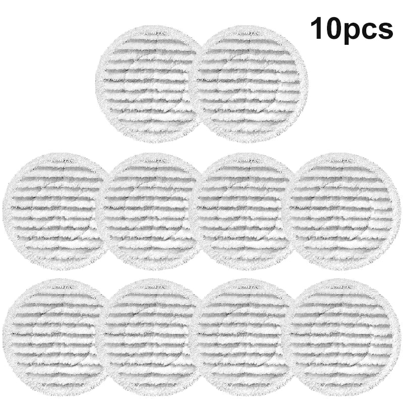 Ten replacement mop cloth pads for Shark vacuum cleaners shown in various circular patterns.