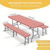 Three plaid picnic table covers for 6ft standard tables, including one table cover and two bench covers.