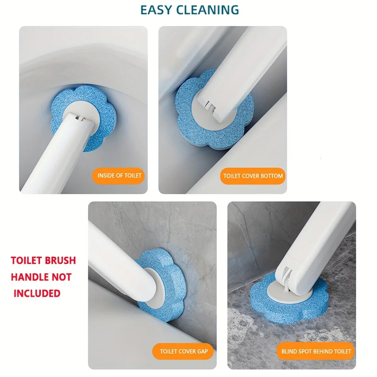 Disposable toilet brush set showing the brush handle and cover bottom for easy cleaning
