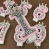 Dekorative Strass-Geburtstagskerzen in rosa und silberner Glitzer-Design