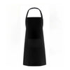 A black water-resistant bib apron with pockets shown against a white background.