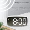 A digital alarm clock display showing 8:00, featuring intelligent voice control capabilities.