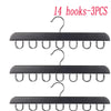 Set of 14 black hooks in 3 pieces for a wooden belt and accessory organizer hanger