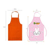 Orange oil-proof cooking apron with a pocket and a cute rabbit design