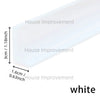 White silicone shower threshold water barrier strip shown in a profile view.