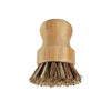 A set of two bamboo dish scrub brushes with sisal bristles.