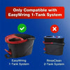 Vergleich eines EasyWring 1-Tank Systems und eines RinseClean 2-Tank Systems für einen Wischbehälter.