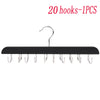 Black wooden belt and accessory organizer hanger with 20 hooks