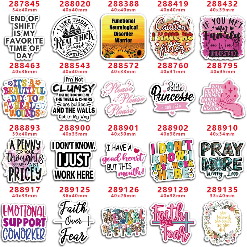 Colección de 10 kits de letras planas en resina para dibujos animados con frases inspiradoras y lindas.