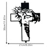 Black metal cross wall art featuring a sculpted face design