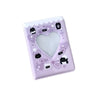 Álbum de fotos morado con diseños de osos y corazones para tarjetas y recuerdos.